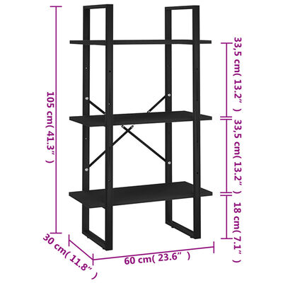 vidaXL Raft de depozitare, negru, 60x30x105 cm, PAL