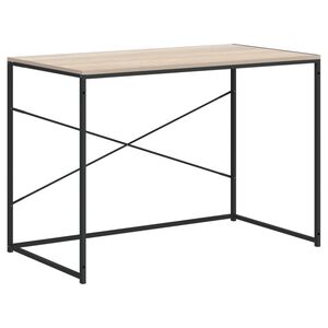 vidaXL Birou de computer, negru/stejar, 110x60x70 cm, lemn prelucrat