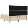 vidaXL Pat cu arcuri cu saltea cu headboard Crem 180 x 200 cm țesătură