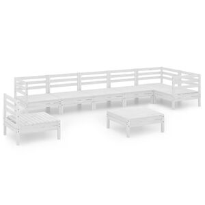 vidaXL Set mobilier de grădină, 8 piese, alb, lemn masiv de pin