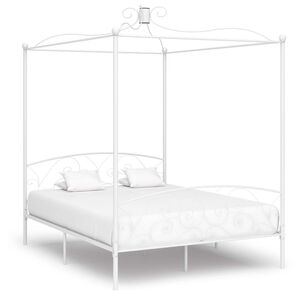 vidaXL Cadru de pat cu baldachin, alb, 180 x 200 cm, metal