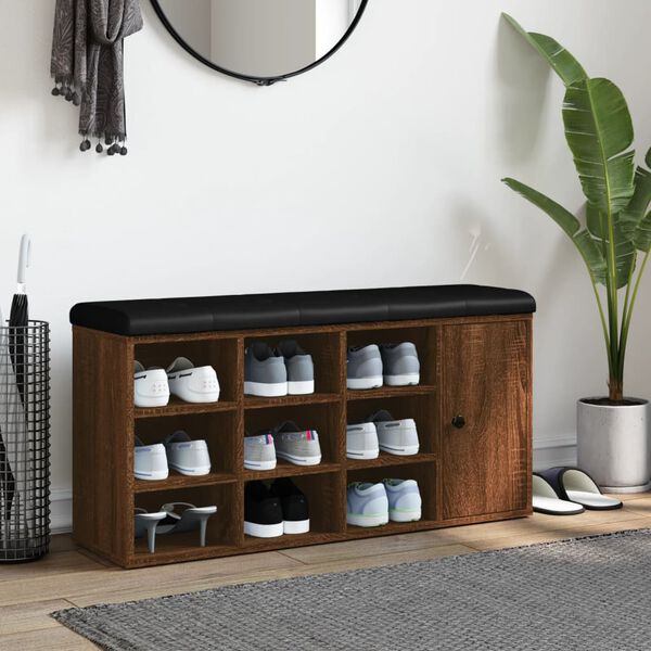 vidaXL Bancă de pantofi, stejar maro, 102x32x50 cm, lemn prelucrat