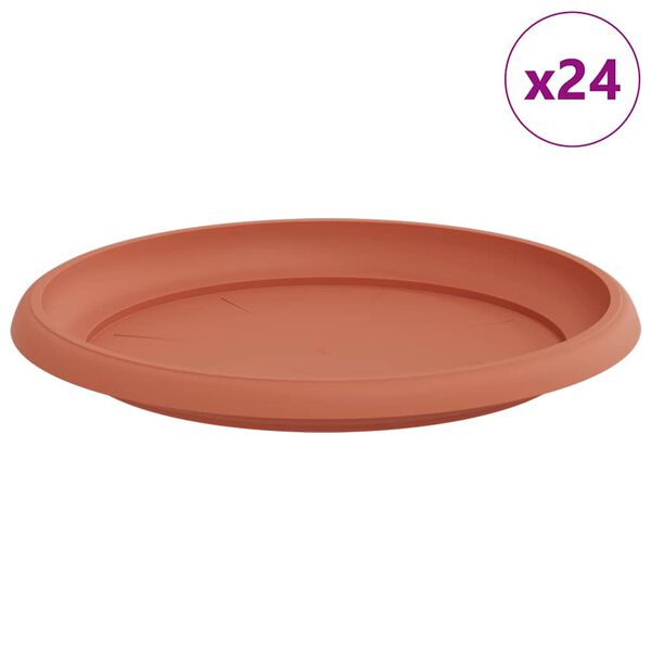 vidaXL Tavă rotundă pentru flori 24 pcs Roșu cărămidă &Oslash; 23,5 x 2,5 cm