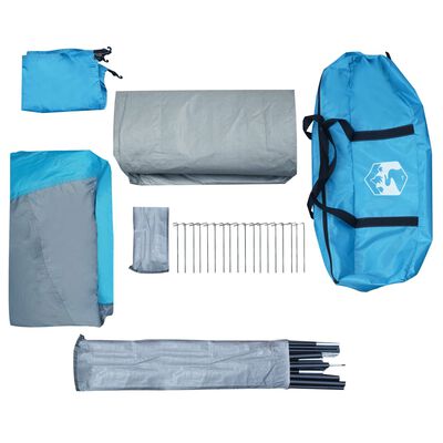 vidaXL Cort camping pentru 6 persoane, albastru, impermeabil