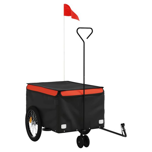 vidaXL Remorcă pentru biciclete negru/portocaliu, 30 kg, fier