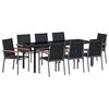 vidaXL Set de masă pentru grădină 9 pcs Negru Oțel acoperit cu pulbere