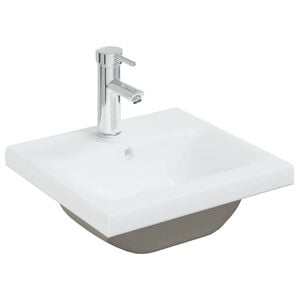 vidaXL Chiuvetă &icirc;ncorporată cu robinet, alb, 42x39x18 cm, ceramică