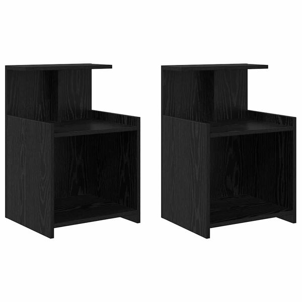vidaXL Dulap de noapte 2 pcs Stejar Negru 40 x 35 x 60 cm