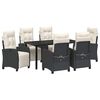 vidaXL Set de masă pentru grădină cu pernă 7 pcs Negru poliratan