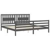 vidaXL Cadru pat cu tăblie 200x200 cm, gri, lemn masiv