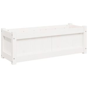 vidaXL Jardinieră de grădină, alb, 90x31x31 cm, lemn masiv de pin