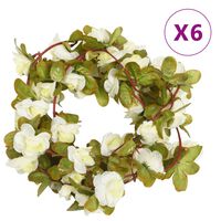 vidaXL Ghirlande de flori artificiale, 6 buc., alb, 250 cm