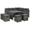 vidaXL Set mobilier de grădină cu perne, 6 piese, gri, poliratan