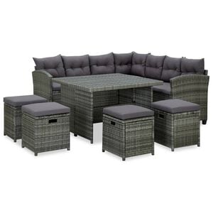 vidaXL Set mobilier de grădină cu perne, 6 piese, gri, poliratan