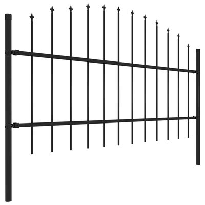 vidaXL Gard de grădină cu vârf suliță, negru, (0,75-1) x 8,5 m, oțel