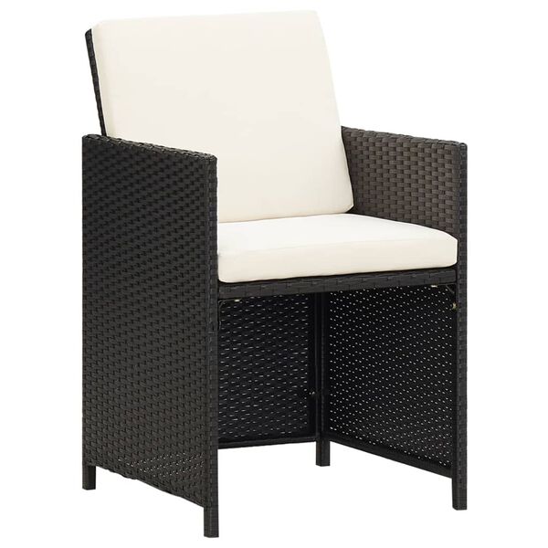 vidaXL Set mobilier de grădină cu perne, 9 piese, negru, poliratan