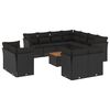 vidaXL Set canapele de grădină, 12 piese, cu perne, negru, poliratan