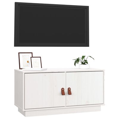 vidaXL Comodă TV, alb, 80x34x40 cm, lemn masiv de pin