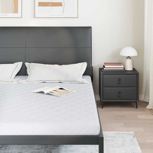 vidaXL Saltea cu Strat de Nucă de Cocos Alb 200 x 200 cm Spumă PU