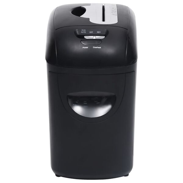 vidaXL Tocător de h&acirc;rtie, 10 coli, tăietură micro, negru