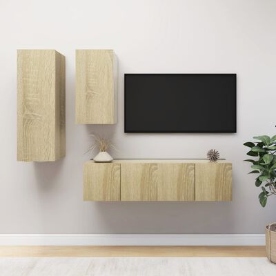 vidaXL Set dulapuri TV, 4 piese, stejar sonoma, lemn prelucrat
