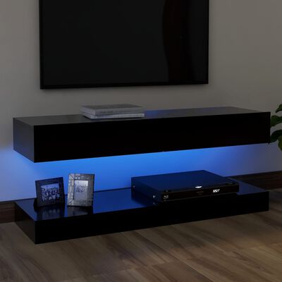 vidaXL Comodă TV cu lumini LED, negru, 120x35 cm