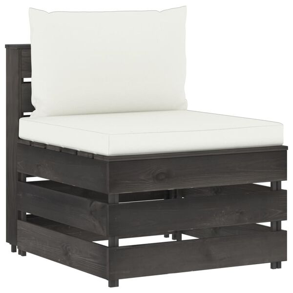 vidaXL Set mobilier de grădină cu perne, 3 piese, lemn gri tratat