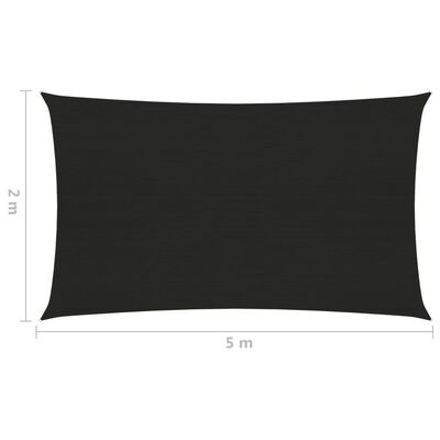 vidaXL Pânză parasolar, negru, 2x5 m, HDPE, 160 g/m²
