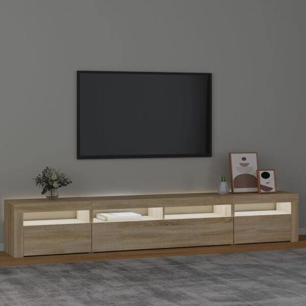 vidaXL Comodă TV cu lumini LED, stejar sonoma, 240x35x40cm