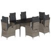vidaXL Set mobilier de grădină cu perne, 7 piese, gri, poliratan