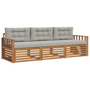 vidaXL Set de canapele de exterior 3 pcs Gri natural și deschis