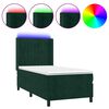 vidaXL Pat continental cu saltea și LED verde &icirc;nchis 80x200 cm catifea