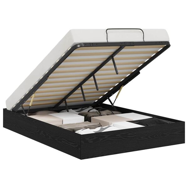 vidaXL Cadru de pat otoman Stejar Negru 203 x 140 x 25 cm