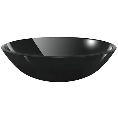 vidaXL Chiuvetă de baie din sticlă călită, 42 cm, negru