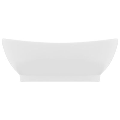 vidaXL Chiuvetă lux cu preaplin, alb mat, 58,5x39 cm ceramică, oval