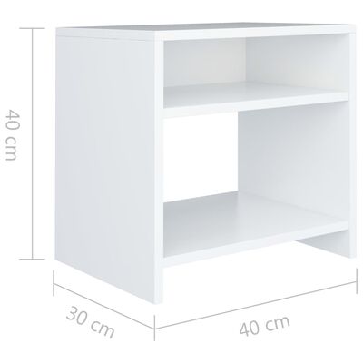vidaXL Noptiere, 2 buc., alb, 40 x 30 x 40 cm, PAL