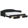 vidaXL Pat de zi cu extensie și sertare, negru, 90x200 cm, textil
