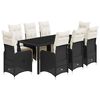 vidaXL Set bistro de grădină, 9 piese, cu perne, negru, poliratan