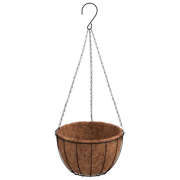 vidaXL Jardiniere suspendate căptușeală cocos 4buc negru &Oslash;35x52cm oțel