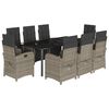 vidaXL Set mobilier grădină cu perne, 9 piese, gri, poliratan