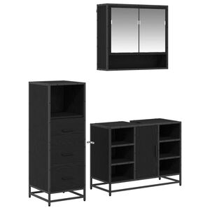 vidaXL Set de mobilier pentru baie 3 pcs Stejar Negru Lemn compozit