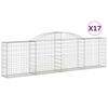 vidaXL Coșuri gabion arcuite 17 buc, 300x30x80/100 cm, fier galvanizat