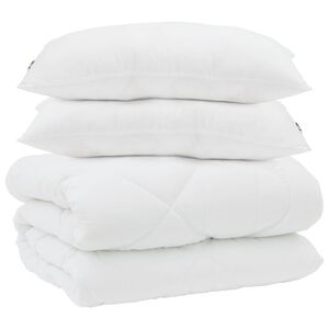vidaXL Duvet de iarnă cu pernă 3 buc. Alb Microfibră