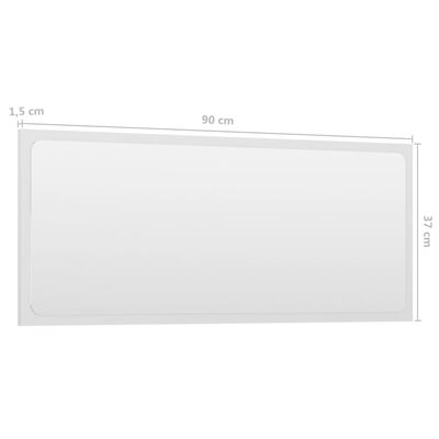 vidaXL Oglindă de baie, alb extralucios, 90x1,5x37 cm, PAL