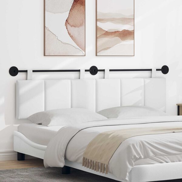 vidaXL Cap de pat suspendat Pe perete Alb 170 x 55 x 5 cm țesătură