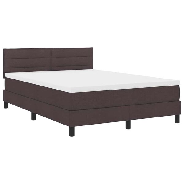 vidaXL Pat boxspring cu saltea Maro &icirc;nchis 140 x 200 cm țesătură