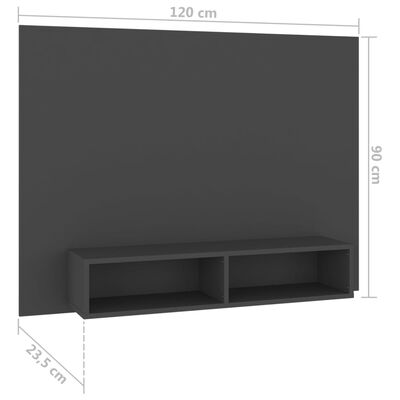 vidaXL Comodă TV de perete, gri, 120x23,5x90 cm, PAL