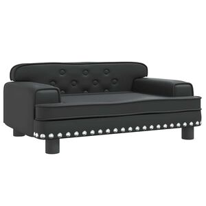 vidaXL Pat de c&acirc;ini, negru, 70x45x30 cm, piele ecologică