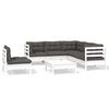 vidaXL Set mobilier de grădină cu perne, 6 piese, alb, lemn de pin