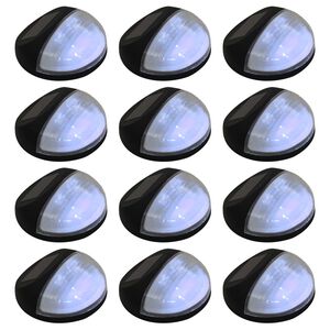 vidaXL Lămpi solare de exterior cu LED-uri, 12 buc., negru, rotund